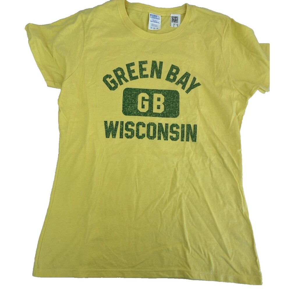 Green Bay Wisconsin GB Graphic T-Shirt M Yellow Green Short Sleeve Tee